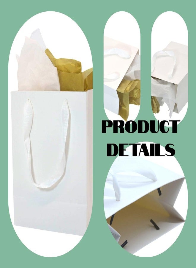 JUNESHE 4 Pack Small White Gift Bags with Tissue Paper, 8 inch Mini Tiny Little Paper Bag for Birthday Party Favors Baby Bridal Shower Shopping Presents Wedding Welcome - Image 4